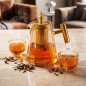 Théière en Verre 650ML avec Couvercle Doré