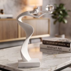 Statue Décorative Abstraite Sphère Élégante en Résine