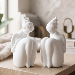 Lot de 2 Statues Abstrait Moderne Décoratives en Résine