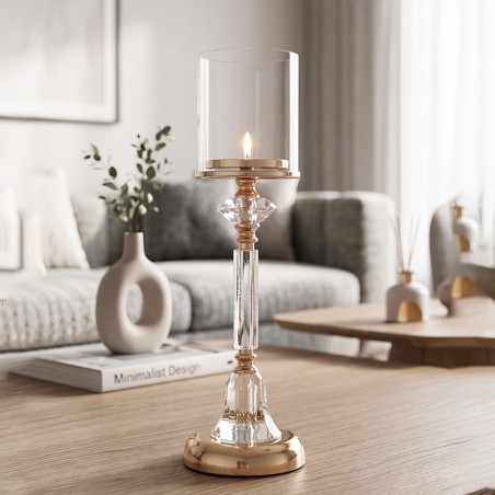Porte Bougie en Verre avec Cylindre Protecteur 46 cm