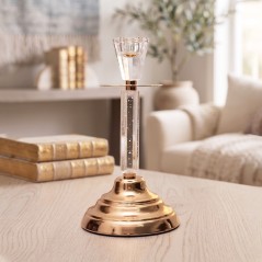 Bougeoir Élégant en Verre & Métal Doré 29 cm