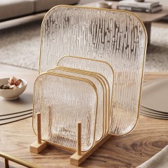 Service à Gâteaux en Verre Texturé – 7 Pièces