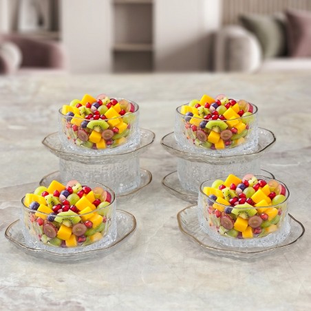 Service à Gâteaux en Verre Texturé – 7 Pièces