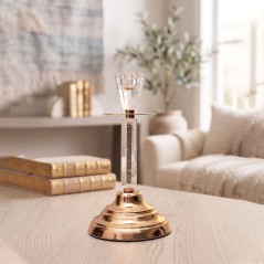 Bougeoir Élégant en Verre & Métal Doré 26 cm