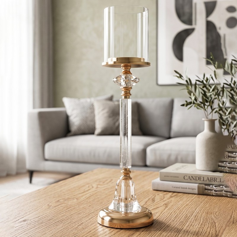 Porte Bougie en Verre avec Cylindre Protecteur 49 cm