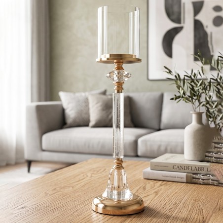 Porte Bougie en Verre avec Cylindre Protecteur 49 cm