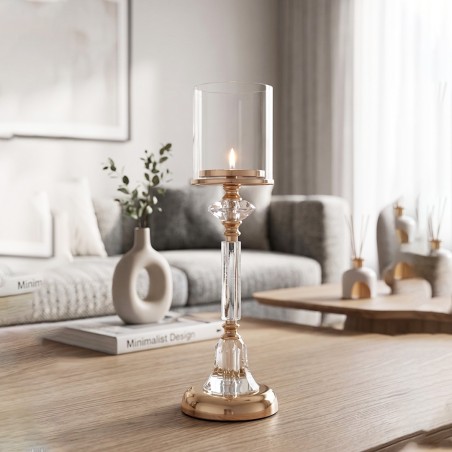 Porte Bougie en Verre avec Cylindre Protecteur 56 cm