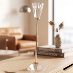 Porte Bougie en Verre & Métal Doré 27 cm