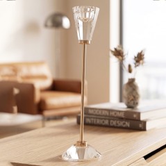 Porte Bougie en Verre & Métal Doré 27 cm