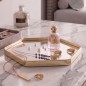 Plateau Miroir Hexagonal 25x28 cm  avec Bordure Dorée