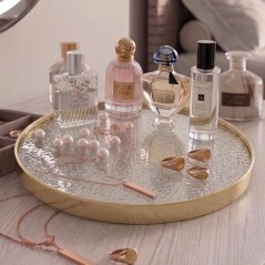 Plateau Miroir Rond ⌀29 cm avec Bordure Dorée