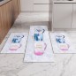 Set de 3 Tapis de Cuisine Antidérapants - Rose & Bleu