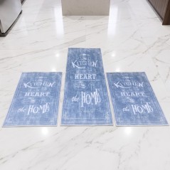 Set de 3 Tapis de Cuisine Antidérapants - Gris Kitchen
