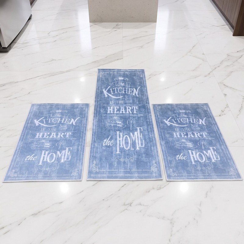 Set de 3 Tapis de Cuisine Antidérapants - Gris Kitchen Set de 3 Tapis de Cuisine Antidérapants - Gris Kitchen
