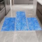 Set de 3 Tapis de Cuisine Antidérapants - Mosaique Bleu