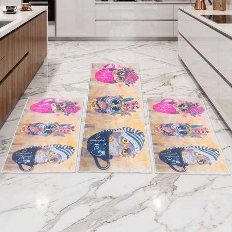 Set de 3 Tapis de Cuisine Antidérapants - Coffe