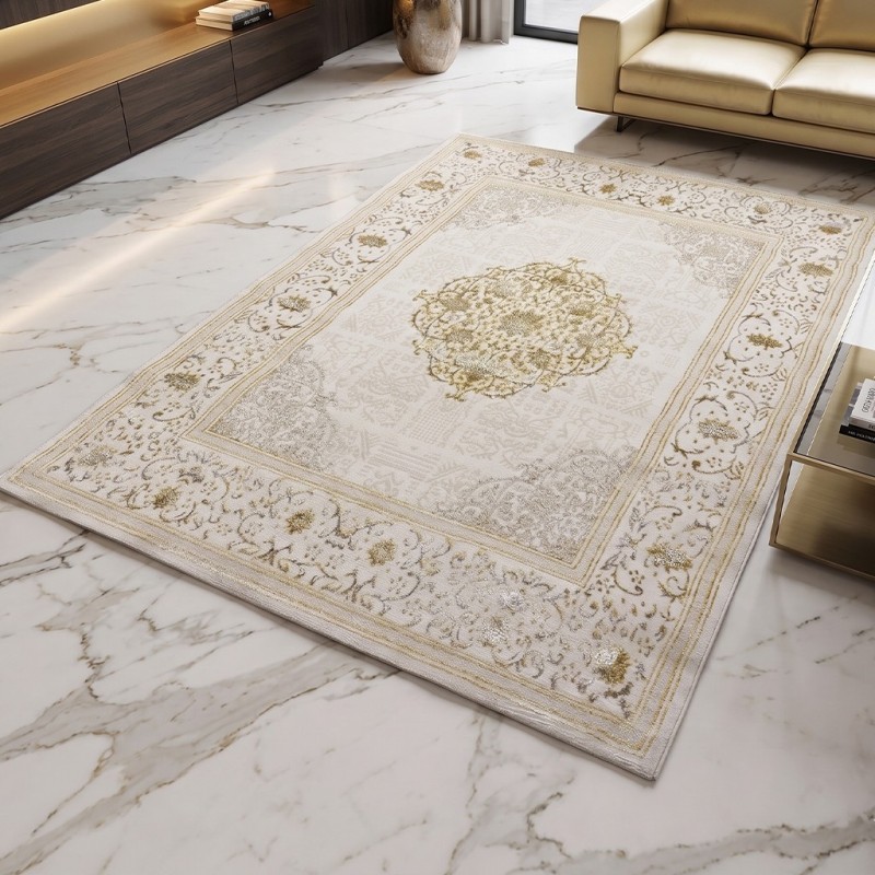 Tapis Salon en Laine 200x260 cm G/V- Elissa 0849B