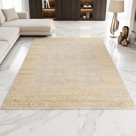 Tapis Salon en Laine 200x260 cm Doré - Elissa 0571A