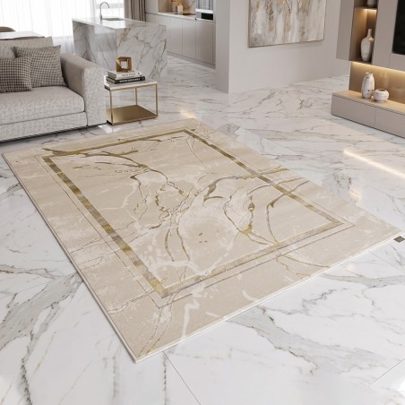Tapis Salon en Laine 200x260 cm Doré - Elissa 0519A