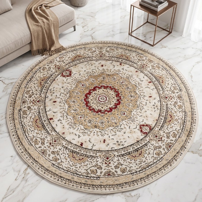 Tapis Salon Rond en Soie 150x150 cm Ayma- SAMAR KAND 1002A Tapis Salon Rond en Soie 150x150 cm Ayma- SAMAR KAND 1002A