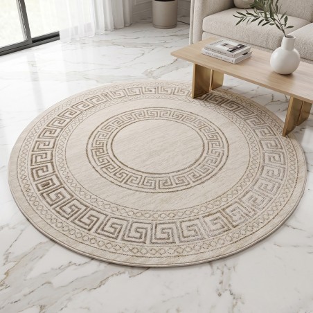 Tapis Salon Rond en Laine 150x150 cm V/V - Elissa 0847B