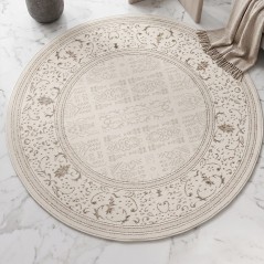 Tapis Salon Rond en Laine 150x150 cm G/V - Elissa 0849A