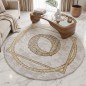 Tapis Salon Rond en Laine 150x150 cm Doré G/V - Elissa 0537A