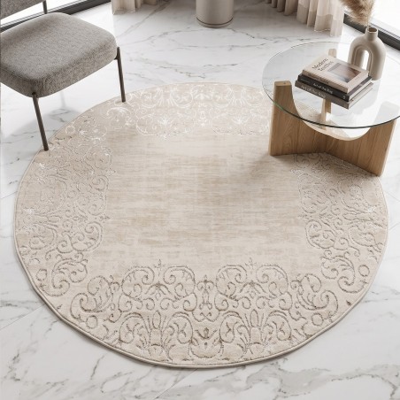 Tapis Salon Rond en Laine 150x150 cm Bronze V/V - Elissa 0571A