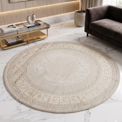 Tapis Salon Rond en Laine 150x150 cm G/V - Elissa 0847B