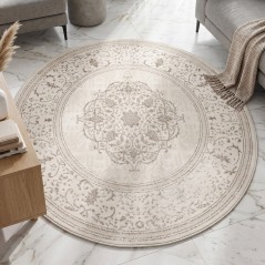 Tapis Salon Rond en Laine 150x150 cm V/V - Elissa  0849B