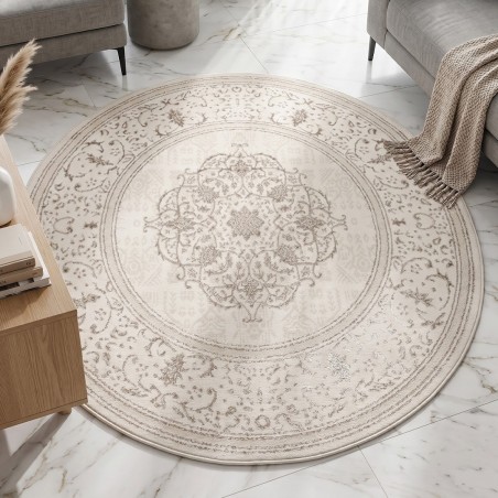 Tapis Salon Rond en Laine 150x150 cm V/V - Elissa  0849B