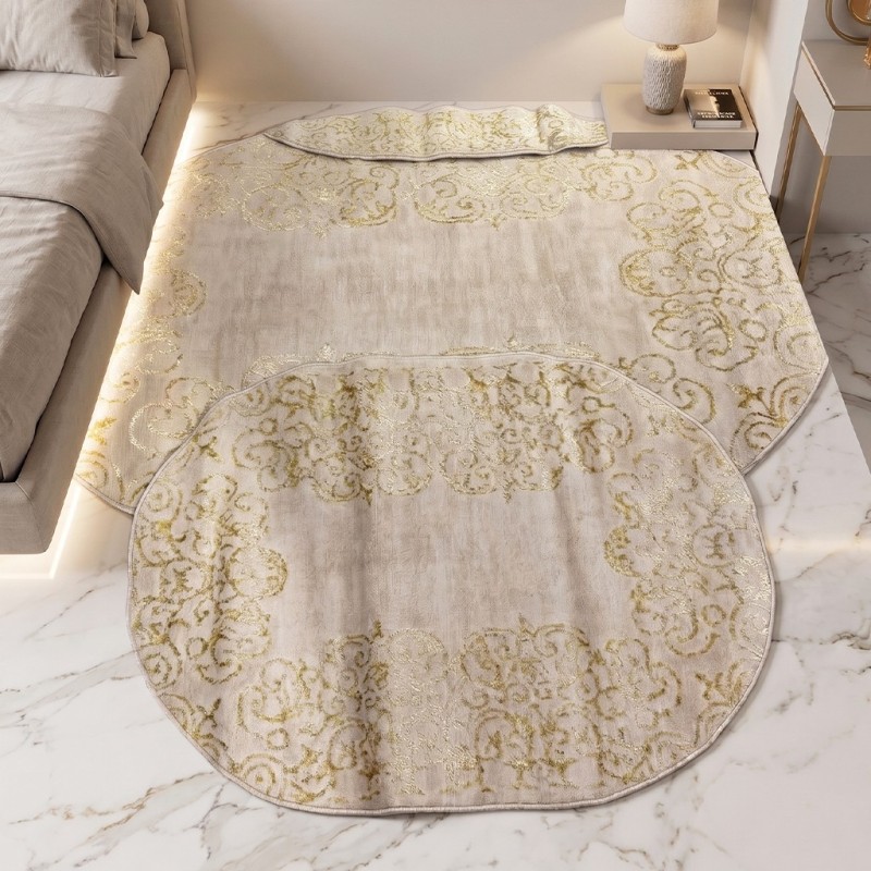 Tapis Chambre à Coucher 3 Pièces en Laine Doré - ELISSA 0571A