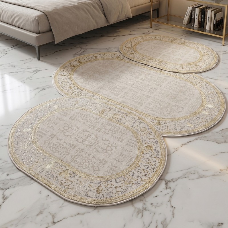 Tapis Chambre à Coucher 3 Pièces en Laine G/V- ELISSA 0849A