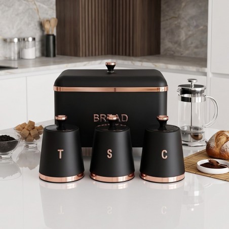 Set Boîte à Pain en Métal avec 3 Bocaux