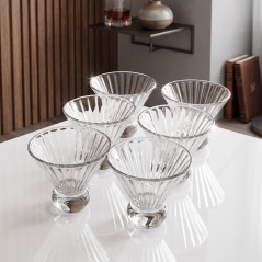 Lot de 6 Coupes à Dessert en Verre Strié