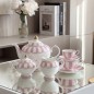 Service à Café en Porcelaine Rose et Blanc 29 Pièces