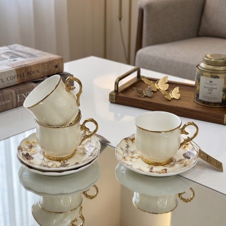 Service à Café Noir en Porcelaine 12 Pièces