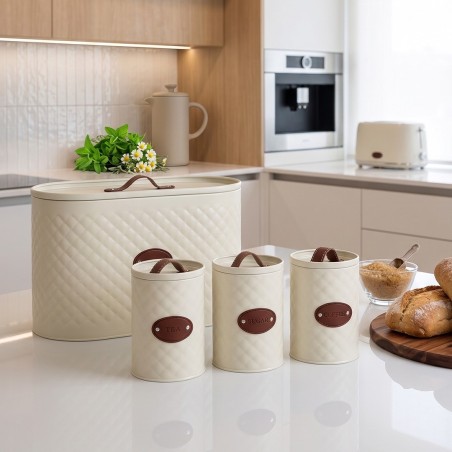 Set Boîte à Pain en Métal avec 3 Bocaux