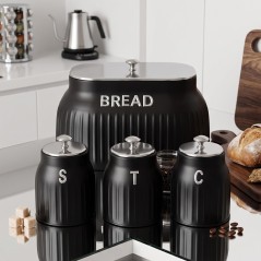 Set Boîte à Pain en Métal avec 3 Bocaux