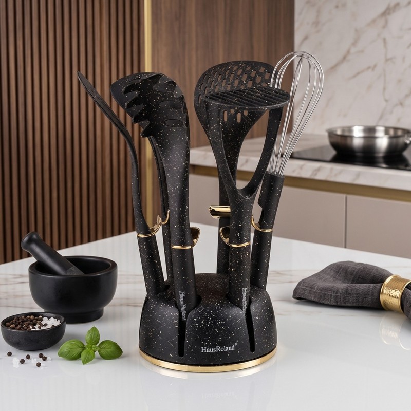 Set d’Ustensiles de Cuisine 7 Pièces en Silicone avec Support