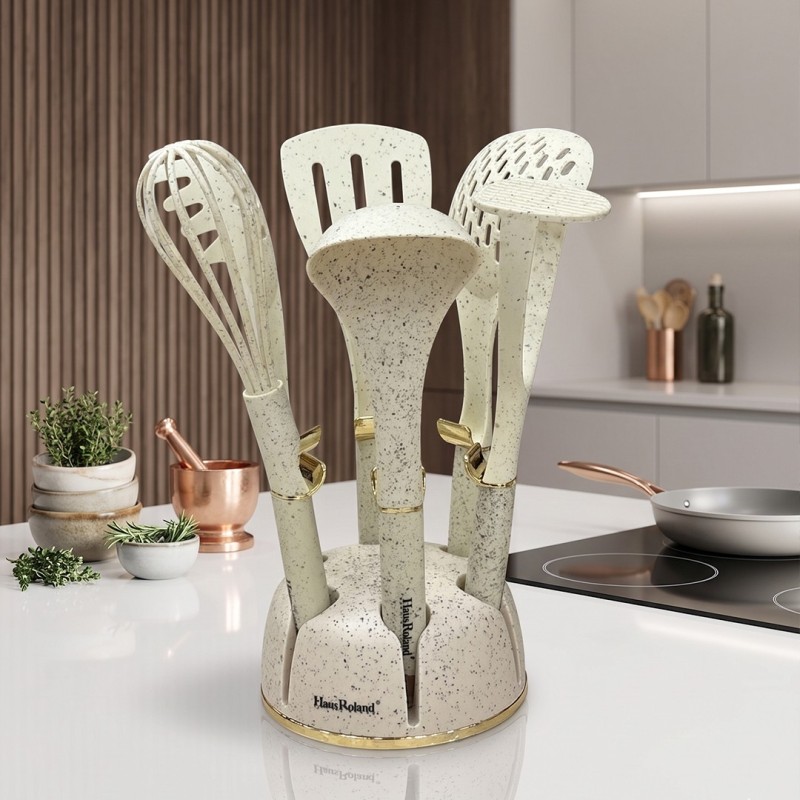 Set d’Ustensiles de Cuisine 7 Pièces en Silicone avec Support