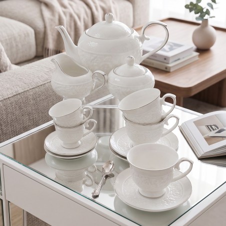 Service à Café en Porcelaine Blanc 29 Pièces