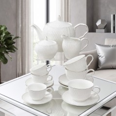 Service à Café en Porcelaine Blanc 29 Pièces