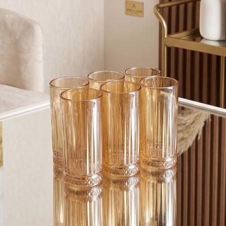 Lot de 6 Verres à Jus en Verre Ambré