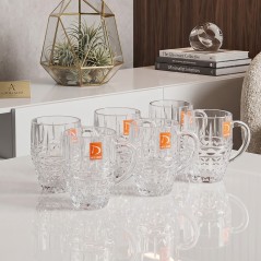 Lot de 6 Tasses en Verre Transparent avec Anse