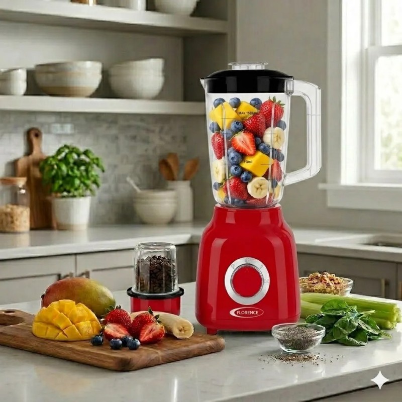 Blender 2in1 1,5L 1000W Rouge - Florence R-2822