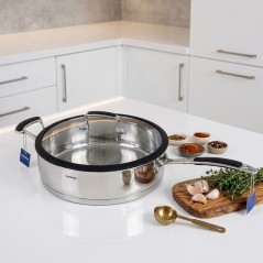 Sauteuse 24 cm en Inox 18/10  avec Couvercle en Verre -Korkmaz