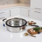 Sauteuse 24 cm en Inox 18/10  avec Couvercle en Verre -Karkmos