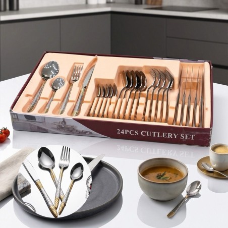 Coffret Ménagère 24 Pièces en Acier Inoxydable