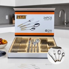 Coffret Ménagère 24 pièces en acier inoxydable